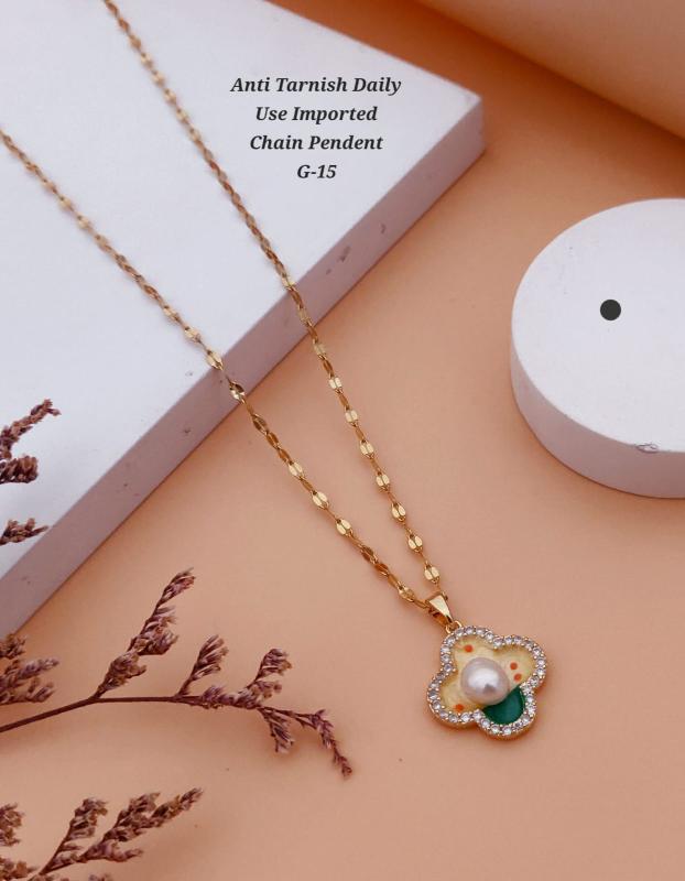 Anti tarnisha daily use imported chain pendent G 15 Designer artificial jewelry suppliers in Surat